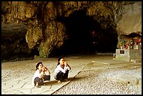 Elderly women praying in Nhi Thanh Cave. Lang Son, Northest Vietnam ( color)