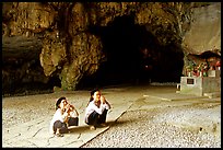 Elderly women praying in Nhi Thanh Cave. Lang Son, Northest Vietnam