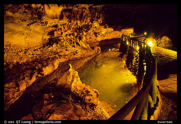 Ngoc Tuyen River flowing through Nhi Thanh Cave. Lang Son, Northest Vietnam (color)