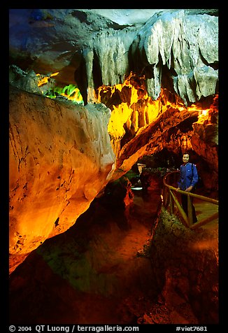 Tourist in Nhi Thanh Cave. Lang Son, Northest Vietnam (color)