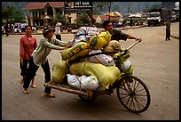 Bicyle loaded with goods at the border crossing with China at Dong Dang. Lang Son, Northest Vietnam (color)