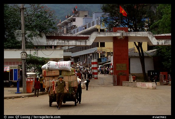 Border crossing into China at Dong Dang. Lang Son, Northest Vietnam (color)