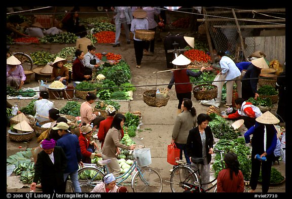 Vegetable section of the Ky Lua Market,  Cao Bang. Northeast Vietnam