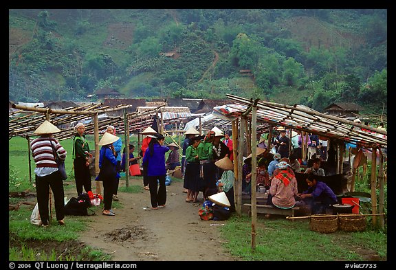 Market set in the fields near Ba Be Lake. Northeast Vietnam