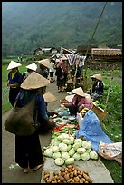 Vegetables for sale at an outdoor market near Ba Be Lake. Northeast Vietnam