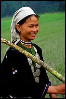 Hilltribeswoman with traditional necklace, Ba Be Lake. Vietnam (color)