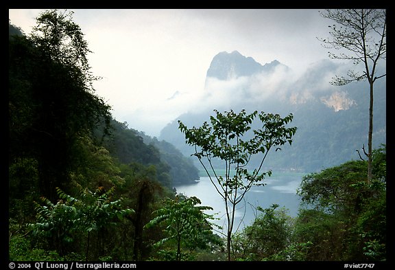 Ba Be Lake with morning mist. Northeast Vietnam (color)