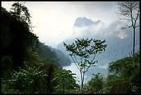 Ba Be Lake with morning mist. Northeast Vietnam