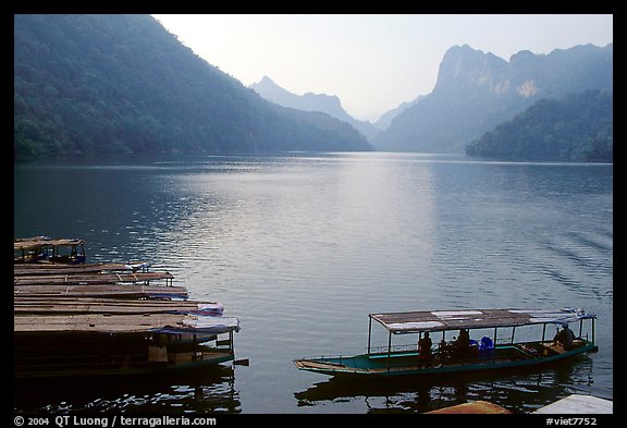 Boats on the shores of Ba Be Lake. Northeast Vietnam (color)