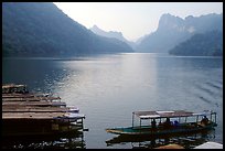 Boats on the shores of Ba Be Lake. Northeast Vietnam (color)