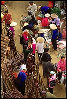 Cane sugar stand seen from above, Cho Ra Market. Northeast Vietnam