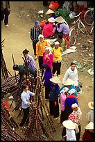 Cane sugar stand seen from above, Cho Ra Market. Northeast Vietnam