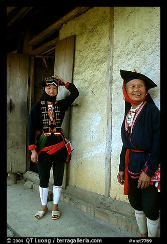 Two generations of tribewomen outside their house, near Mai Chau. Northwest Vietnam