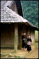 Two Hmong boys outside their house in Xa Linh village. Northwest Vietnam (color)