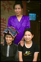 Three generations of thai women, near Son La. Northwest Vietnam