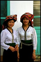 Two thai women in traditional dress, Son La. Northwest Vietnam (color)