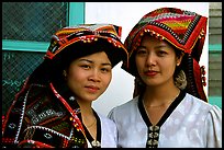 Two thai women in traditional dress, Son La. Northwest Vietnam ( color)