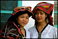 Two thai women in traditional dress, Son La. Northwest Vietnam