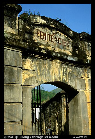 Door of the infamous colonial  prison, Son La. Northwest Vietnam (color)