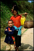 Ethnic minority woman and child, between Son La and Tuan Chau. Northwest Vietnam