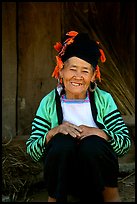 Elderly Dzao ethnic minority women, Tuan Chau. Vietnam (color)