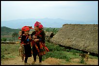 Hmong children and village, near Tam Duong. Northwest Vietnam