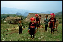 Hmong children and village, near Tam Duong. Northwest Vietnam