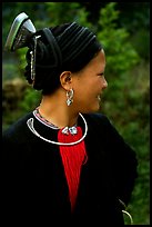 Woman of the Red Hmong ethnic group, with a helmet-like hairstyle, near Tam Duong. Northwest Vietnam