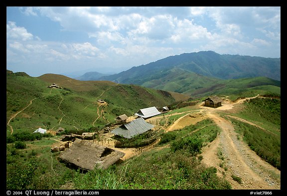 Hamlet near the pass between Son La and Lai Chau. Northwest Vietnam (color)