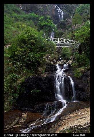 Silver Falls and bridge near Sapa. Sapa, Vietnam (color)