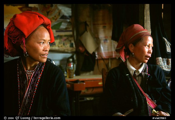 Two Red Dzao women. Sapa, Vietnam (color)