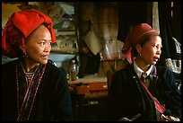 Two Red Dzao women. Sapa, Vietnam (color)