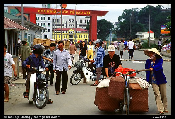 Border crossing with China at Lao Cai. Vietnam (color)