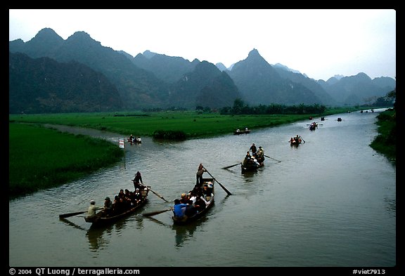 Pilgrims returning. Perfume Pagoda, Vietnam