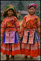 Two Flower Hmong girls. Vietnam (color)