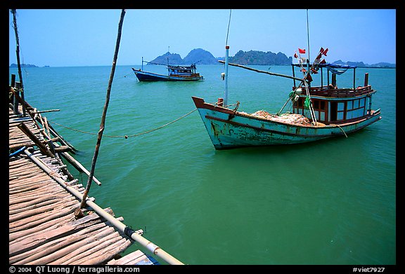 Fishing boats in the China sea. Hong Chong Peninsula, Vietnam (color)