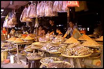 A variety of dried shrimp and fish for sale. Ha Tien, Vietnam (color)