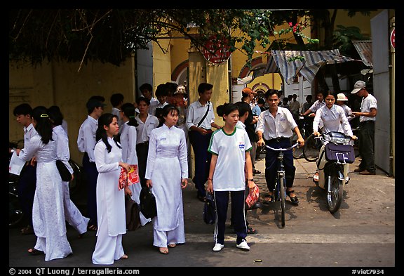 Uniformed school children. Ho Chi Minh City, Vietnam (color)