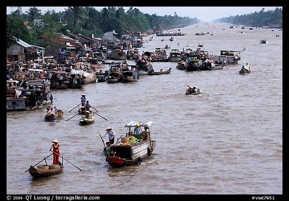 Heavy activity on the river. Can Tho, Vietnam (color)