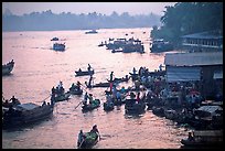 Busy river  at sunrise. Can Tho, Vietnam