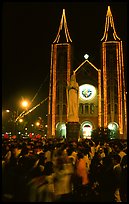 Crowds gather at the Cathedral St Joseph for Christmans. Ho Chi Minh City, Vietnam ( color)