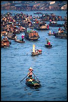 Boats at the Cai Rang floating market. Can Tho, Vietnam (color)