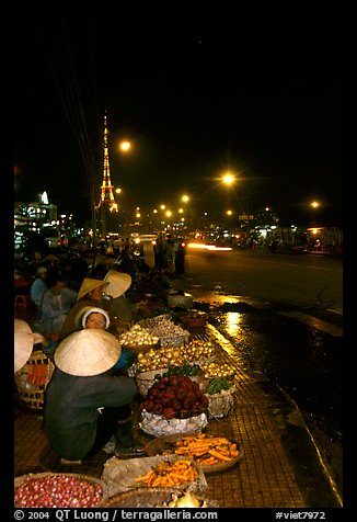 Night market, with the little Eiffel Tower in the background. Da Lat, Vietnam (color)