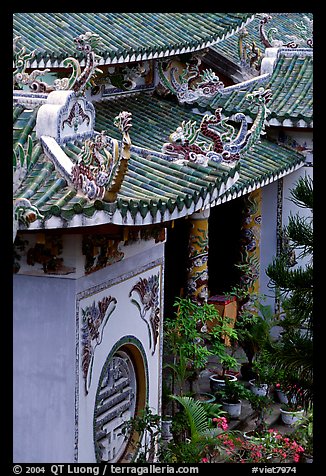Roofs detail of one of the sanctuaries on the Marble Mountains. Da Nang, Vietnam