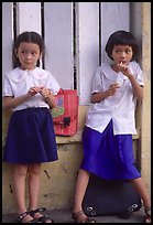 Uniformed junior school girls, Ho Chi Minh city. Vietnam