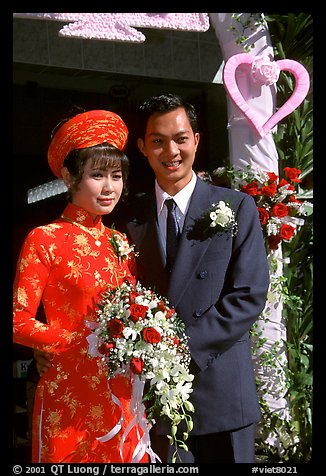 Just married couple, Ho Chi Minh city. Vietnam (color)