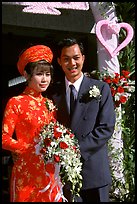 Just married couple, Ho Chi Minh city. Vietnam (color)