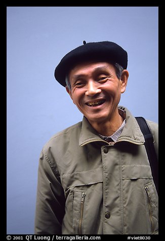 Man wearing the French beret, Hanoi. Vietnam