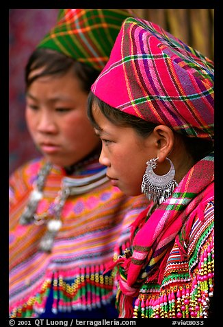 Young Flower Hmong women, Bac Ha. Vietnam (color)