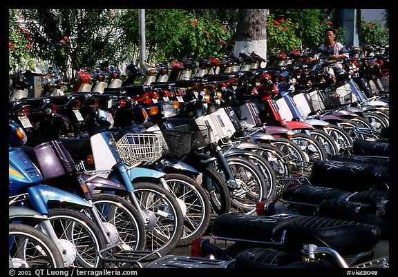 With that many motorcycles, valet parking is necessary. Ho Chi Minh City, Vietnam (color)